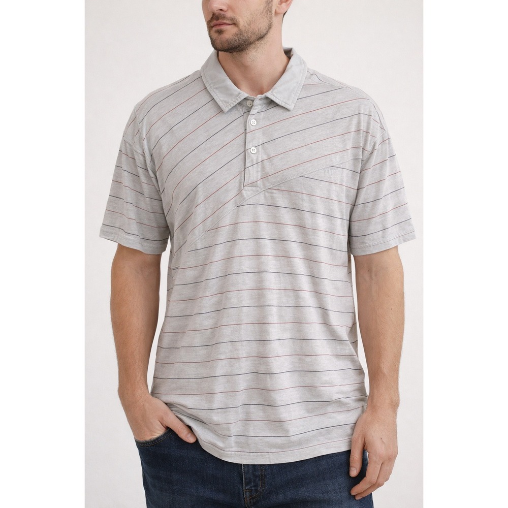 Prana Hemp Organic Cotton Striped Short‎ Sleeve Polo Preppy Gorpcore Sustainable